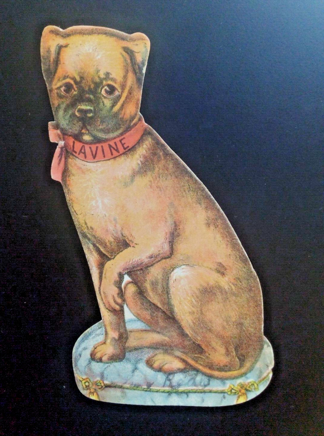 c. 1890 Lavine Soap Die-Cut Dog Trade Card Hartford Chemical Works. CT