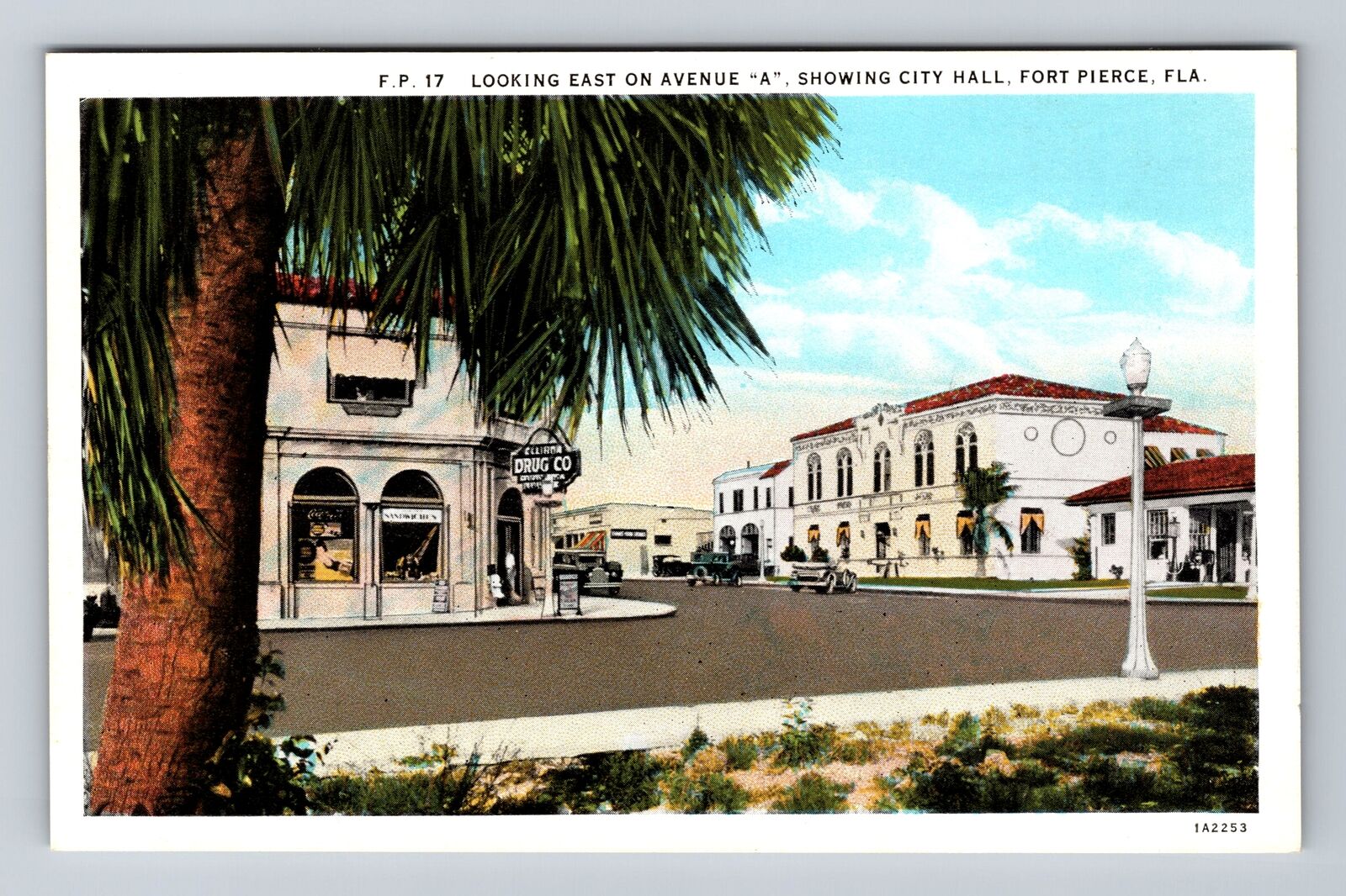 Fort Pierce FL-Florida, City Hall, Avenue A Looking East Vintage Postcard