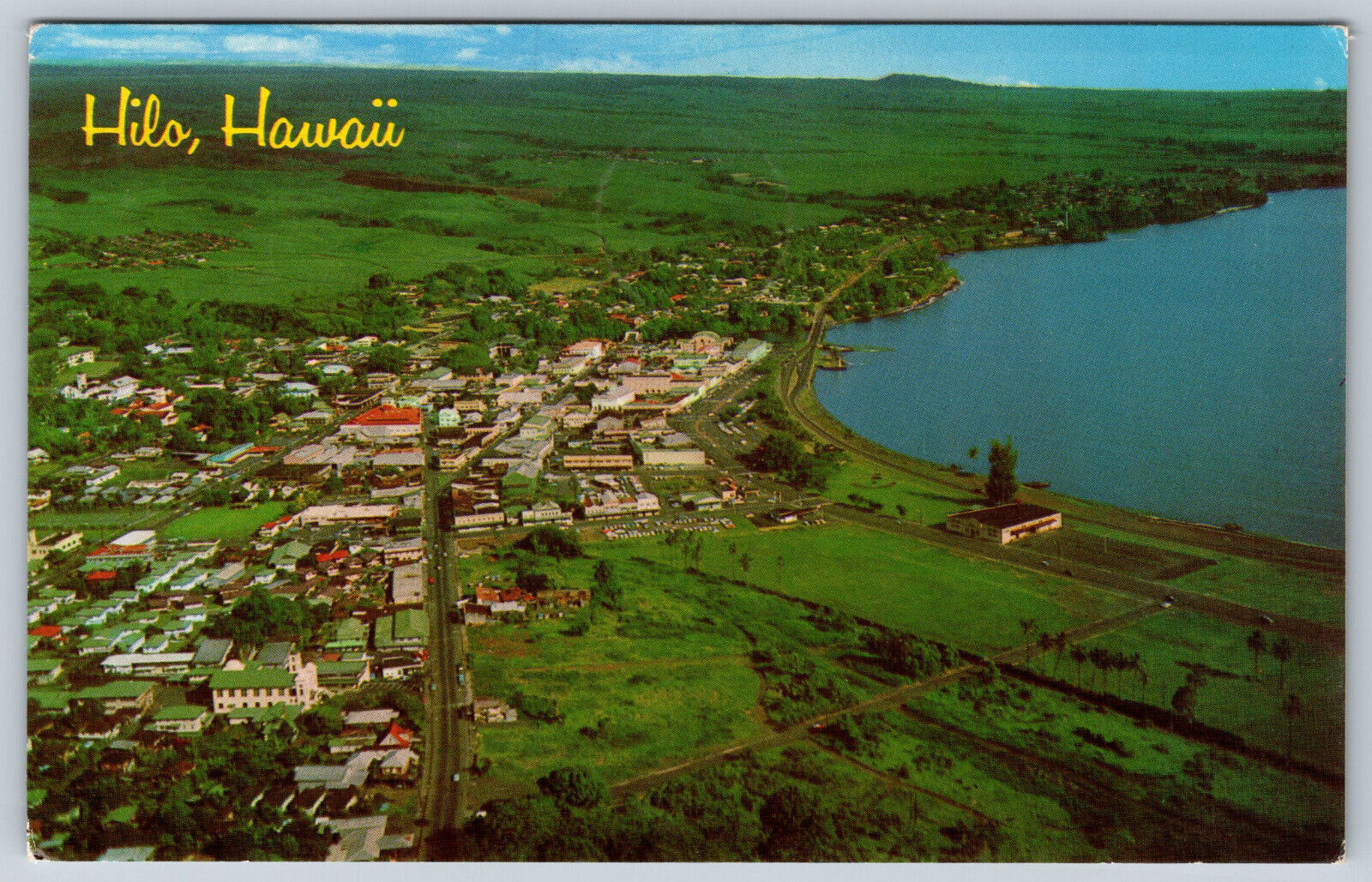 Postcard Aerial View Hilo Bay Hilo, HI F5