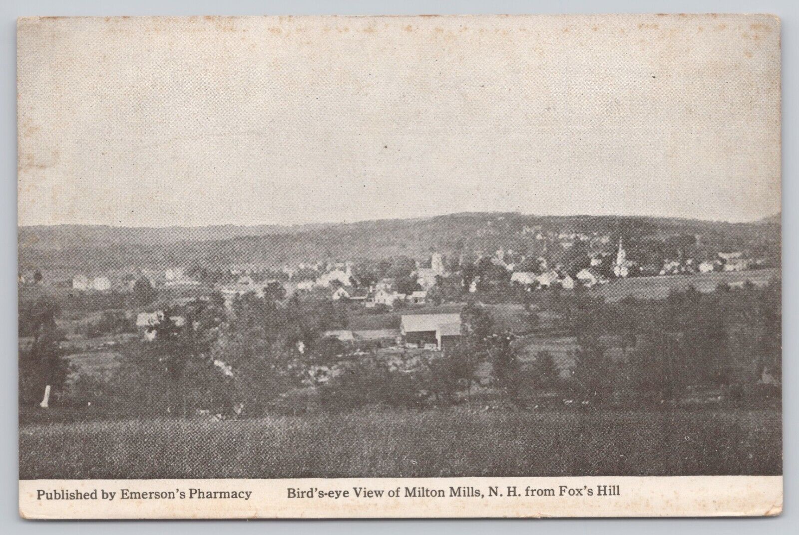Milton Mills New Hampshire, Birds Eye View from Fox's Hill, Vintage Postcard