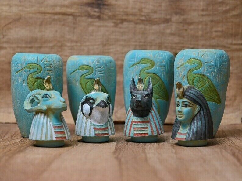 Rare Canopic Jars Pharaonic Statue - Authentic Ancient Egyptian Antiquities BC