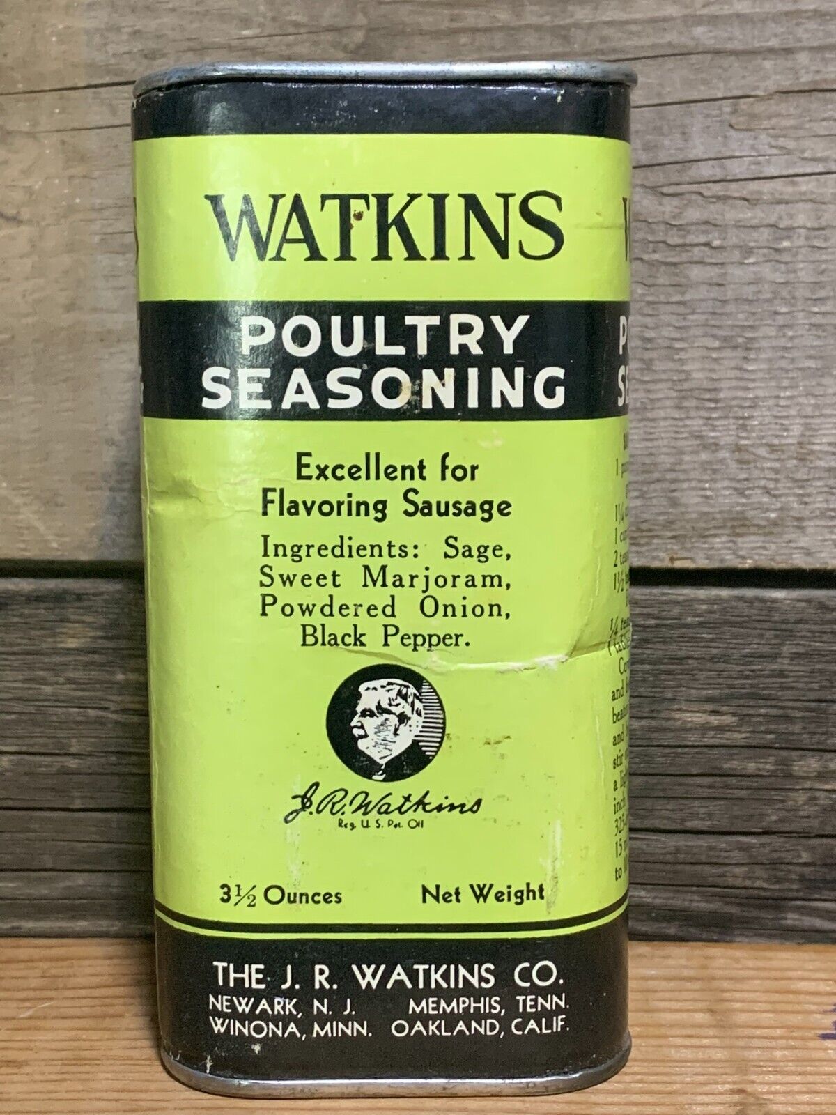 June 1958, Watkins Poultry Seasoning Tin, 3.5oz