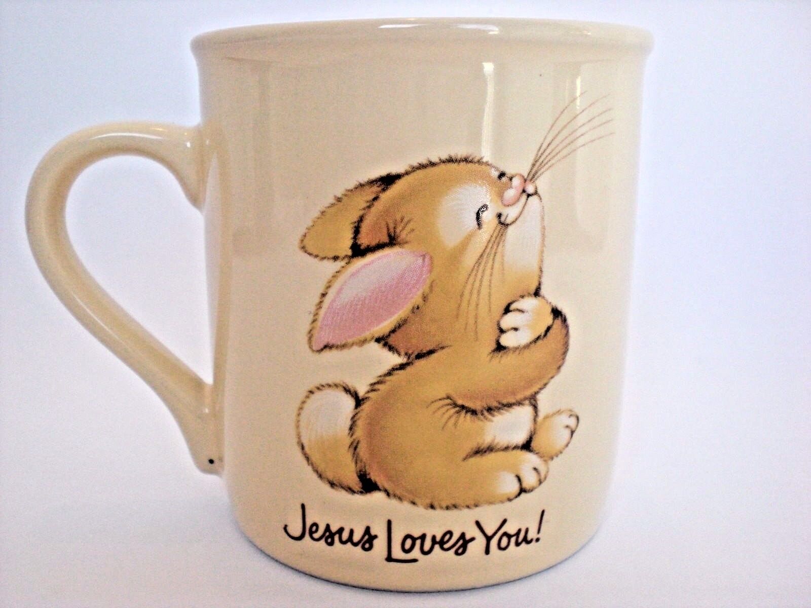 Vintage Hallmark Bunny Jesus Loves You Mug