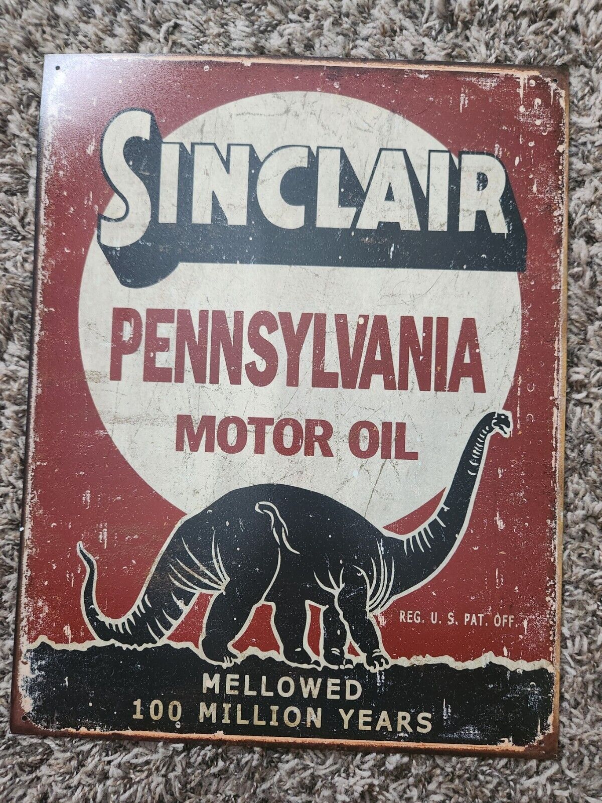 Desperate Enterprises Sinclair Pennsylvania Motor Oil - Million Years Tin Sign -