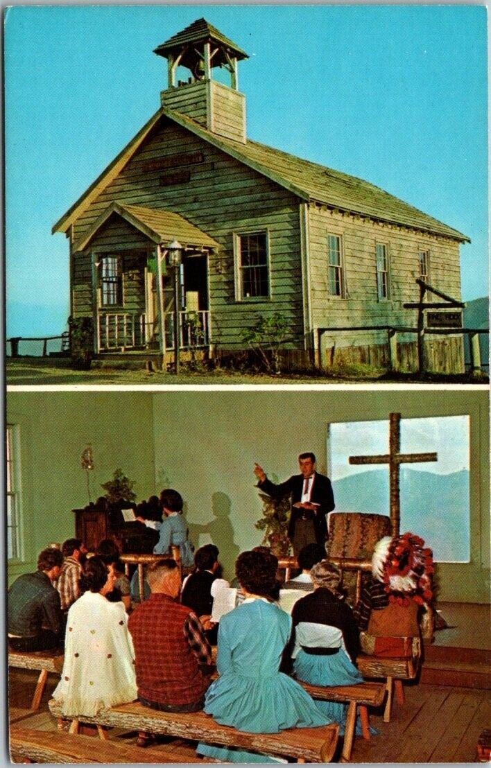 Frontier Chapel at Ghost Town in Sky North Carolina Vintage Chrome Postcard A59