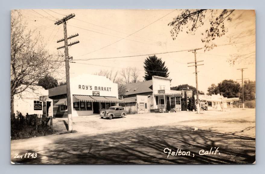 Highway 9 Vintage FELTON California RPPC Santa Cruz Co Photo Postcard 1947