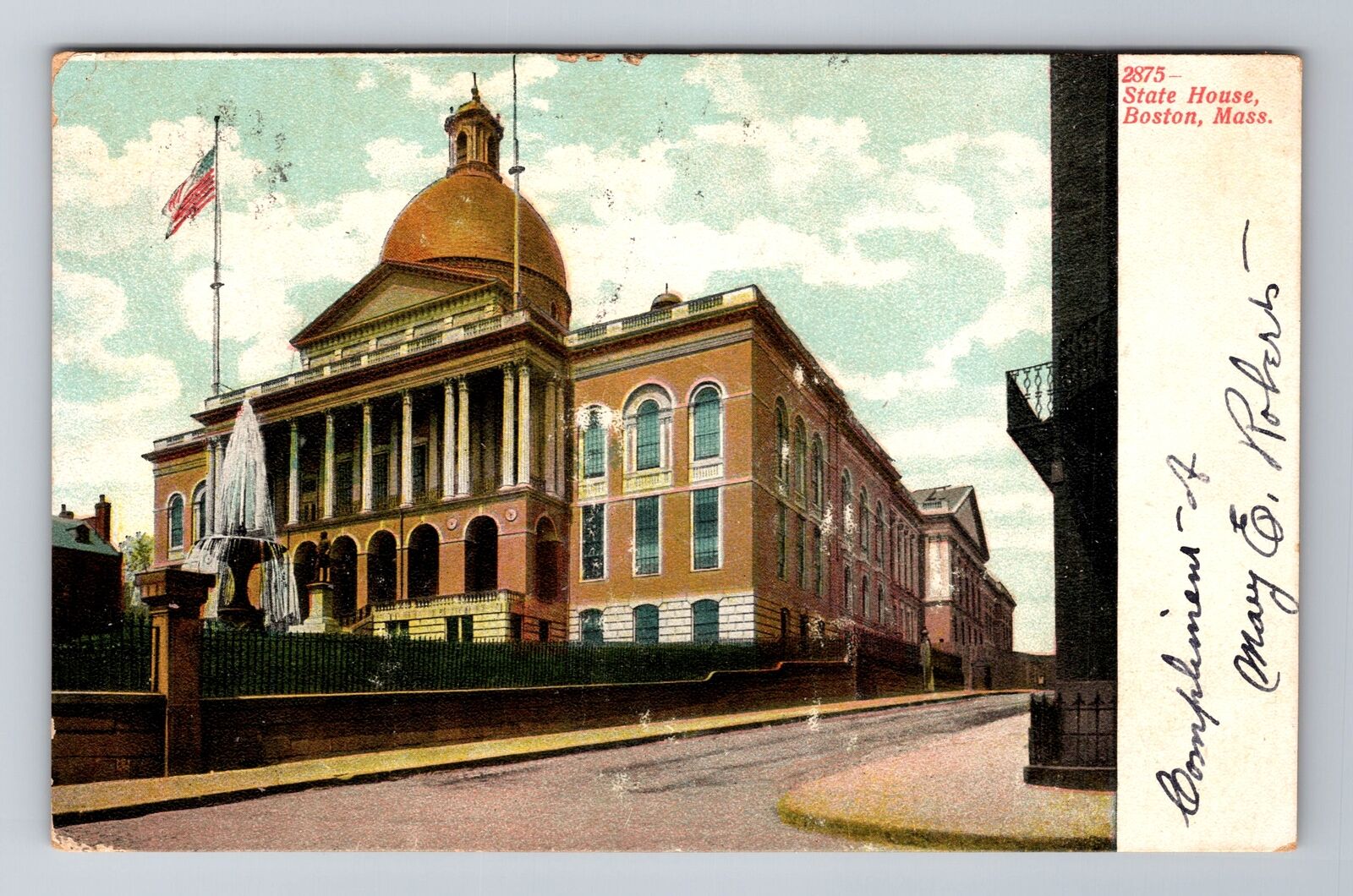 Boston MA-Massachusetts, State House, Antique, Vintage c1907 Souvenir Postcard