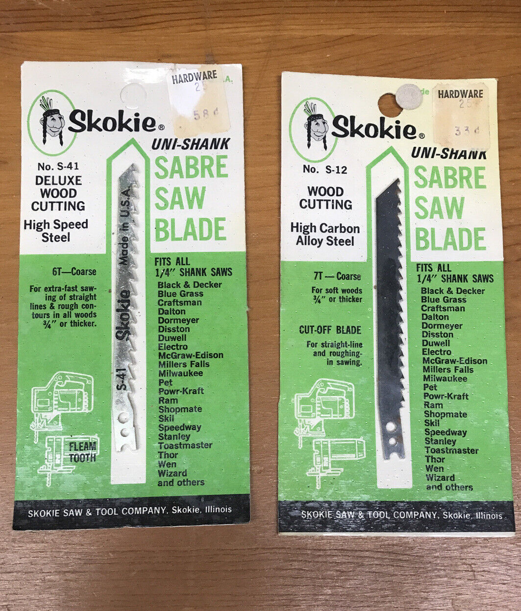 Skokie Saw & Tool Vintage Tool Hardware Advertising Saw Blade Illinois 🇺🇸