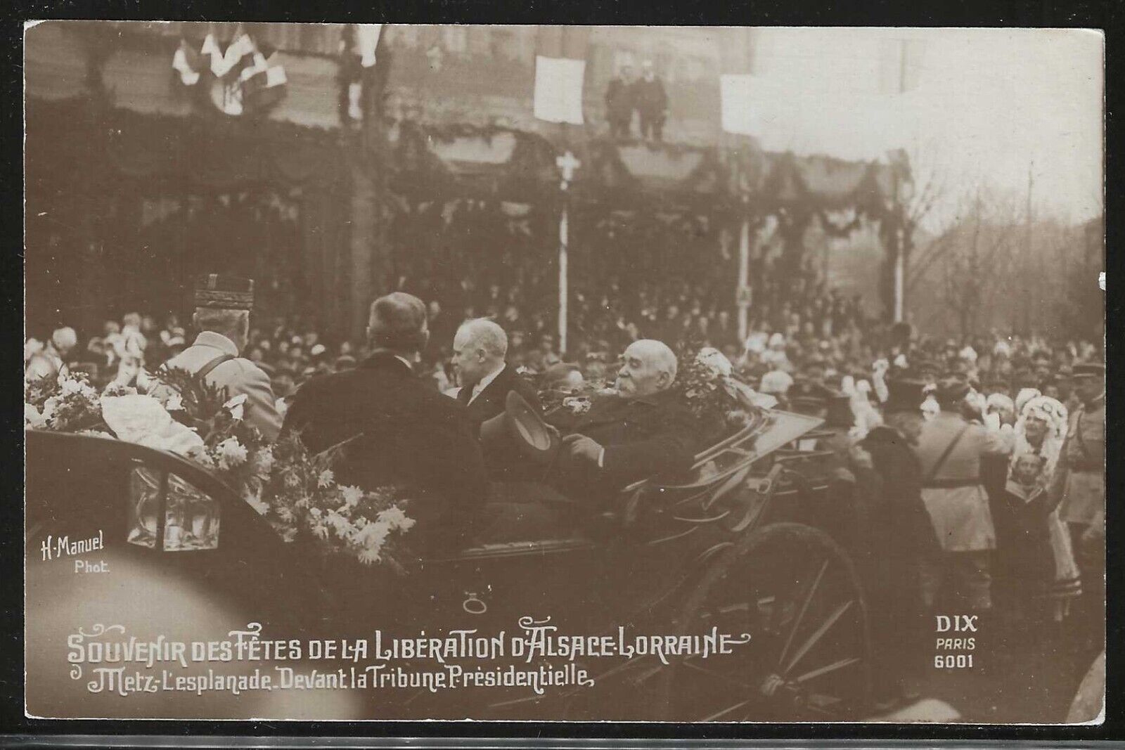 Gen. Joffre of France, Liberation of Alsace Lorraine, 1918 Real Photo Postcard