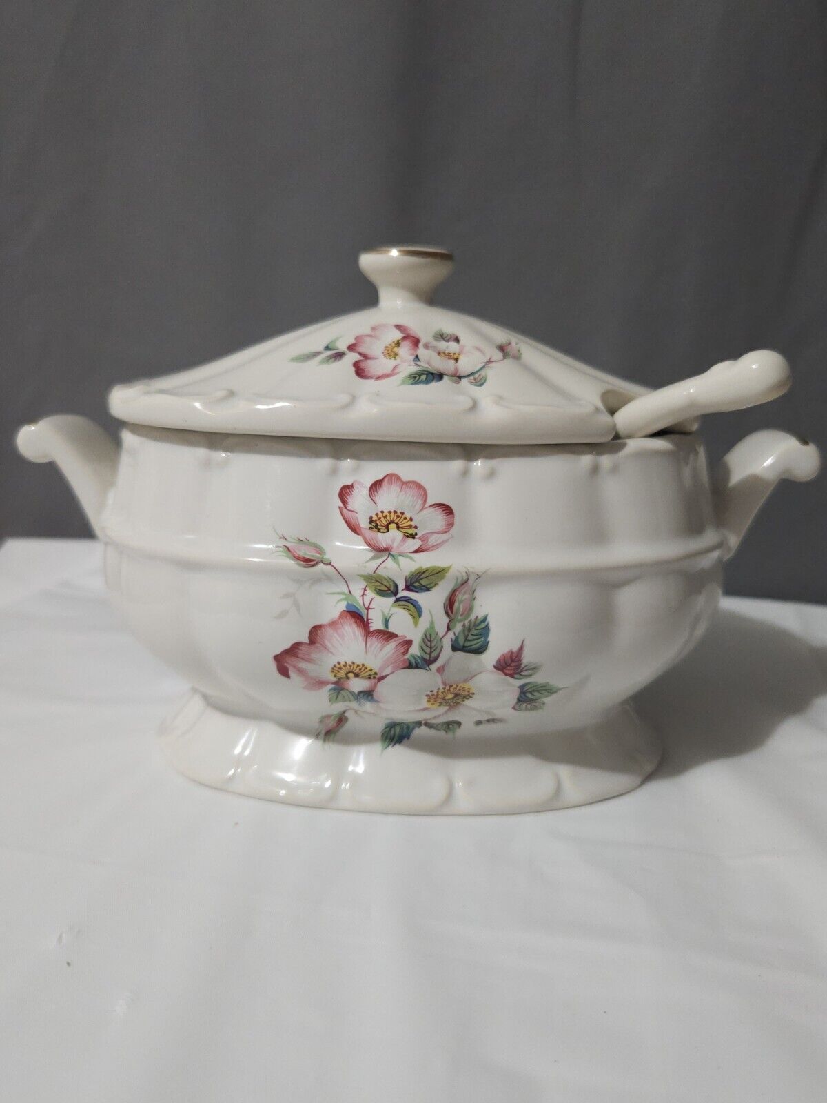 Vintage ~ House of Webster ~ Briar Rose ~ Small Soup Tureen with Ladle