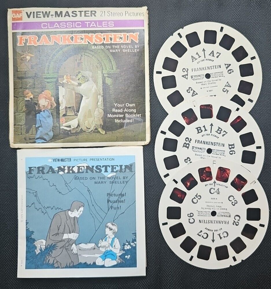 gaf B323 Frankenstein Classic Tale Mary Shelley view-master 3 Reels Packet set