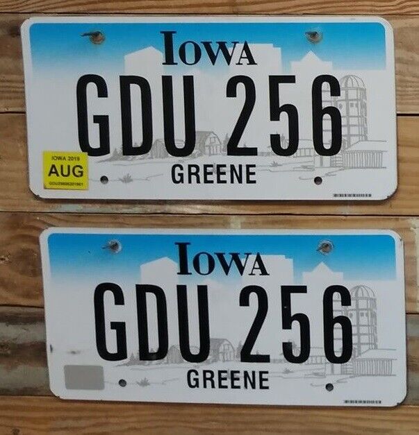 Iowa Authentic Expired 20?? Farm Pair License Plates ~ GDU 256 ~ Flat