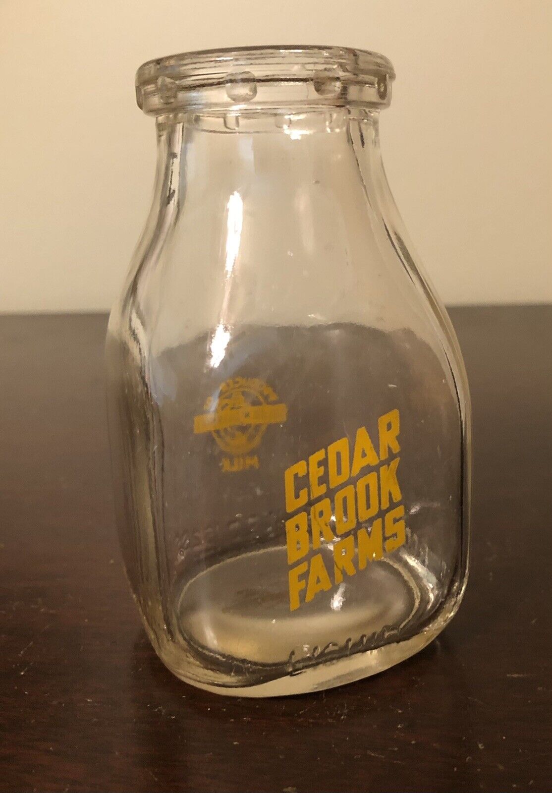 Cedar Brook Farms Half Pint Pyro Milk Bottle - Bellville Lexington, Ohio OH