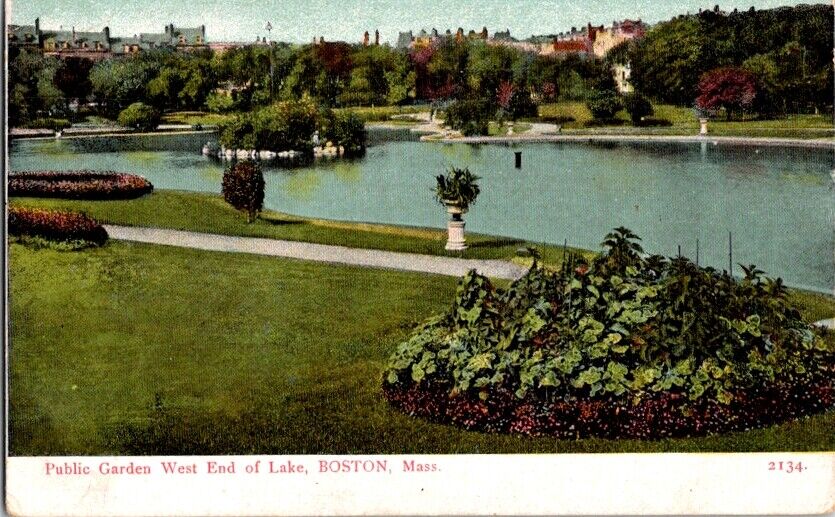 Postcard Public Garden West End of Lake Boston MA Massachusetts c.1901-1907 M158