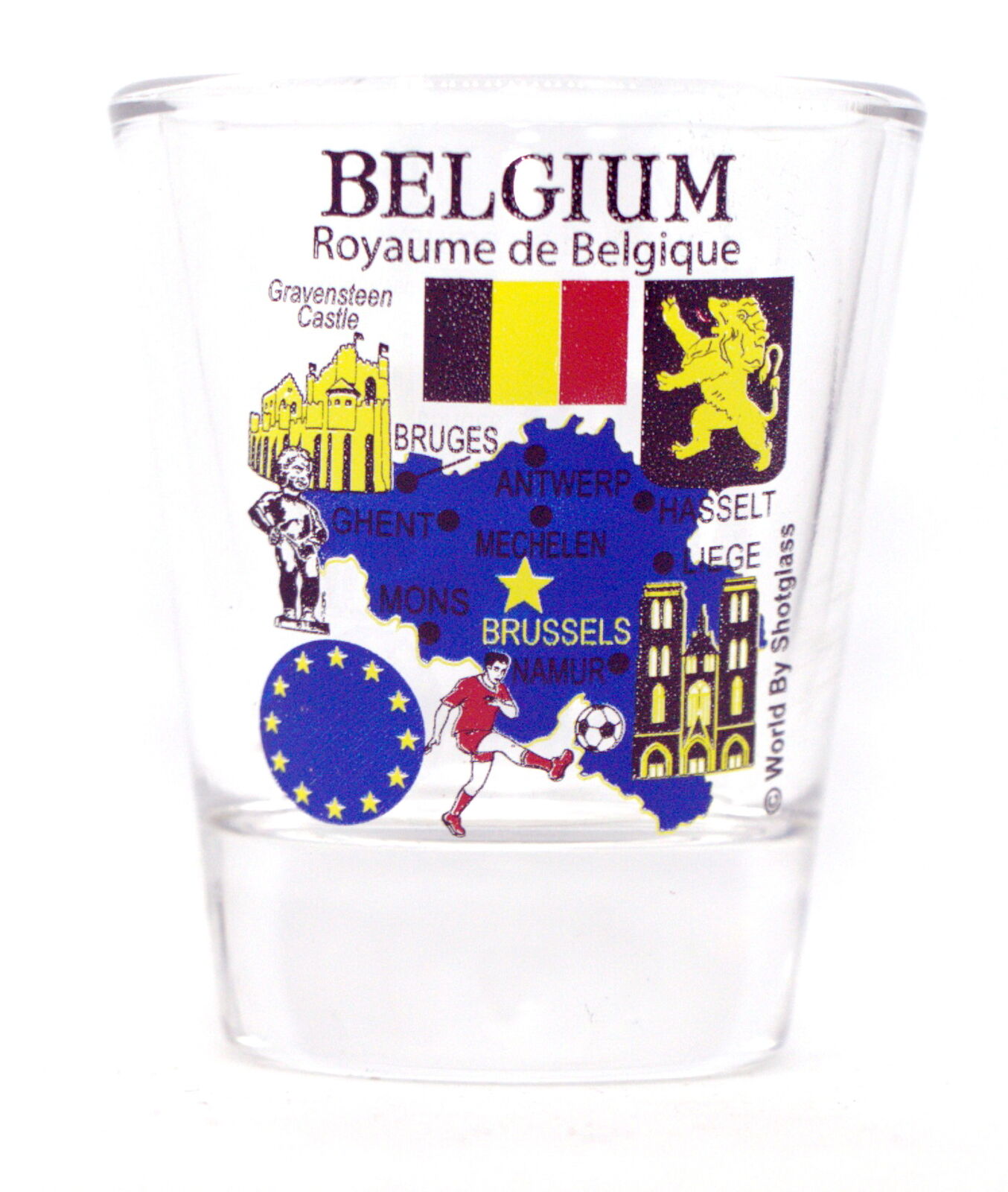 BELGIUM EU SERIES LANDMARKS AND ICONS COLLAGE SHOT GLASS SHOTGLASS