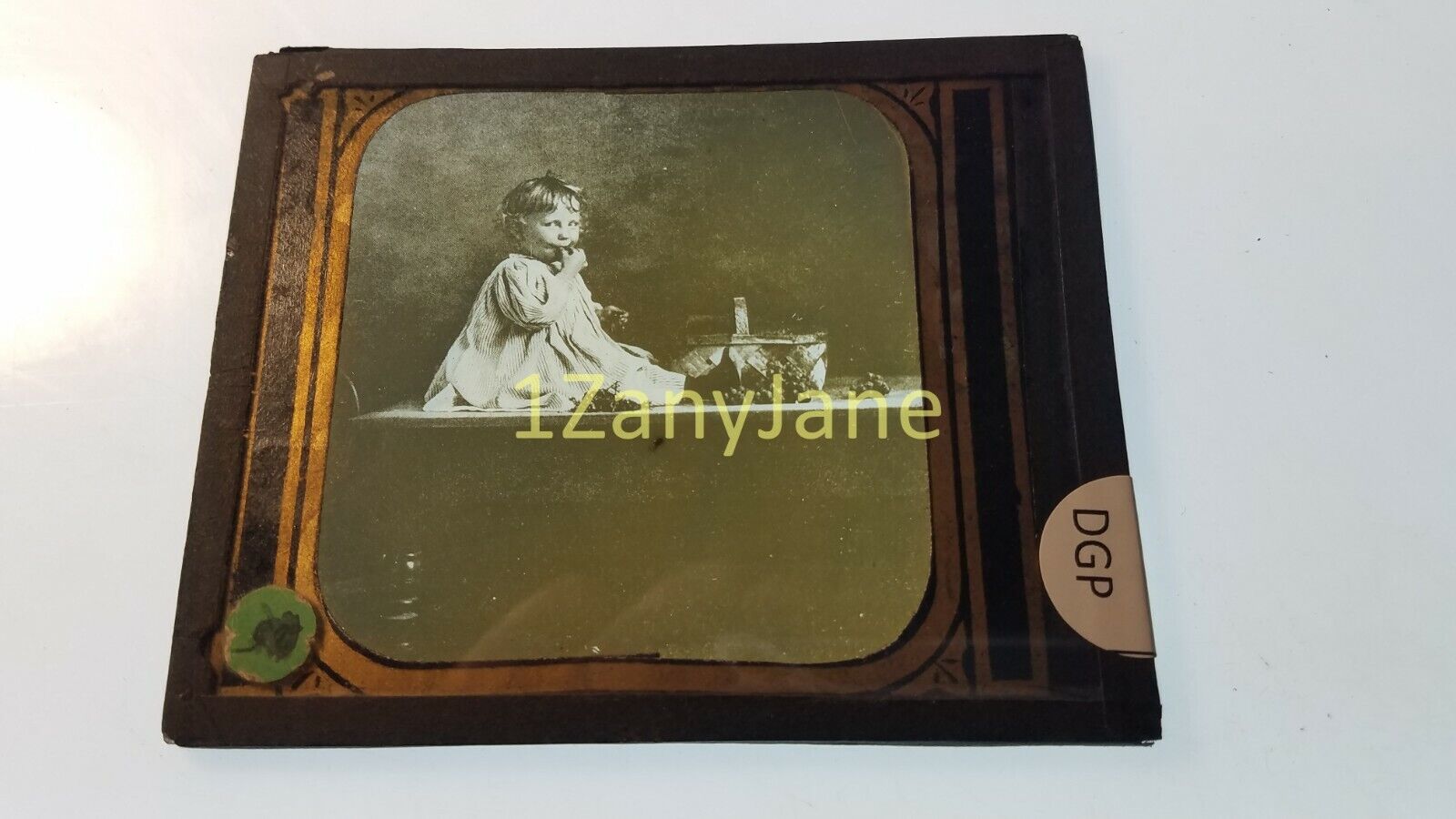 DGP Glass Magic Lantern Slide Photo OLD FASHIONED PICTURE  ON TABLE