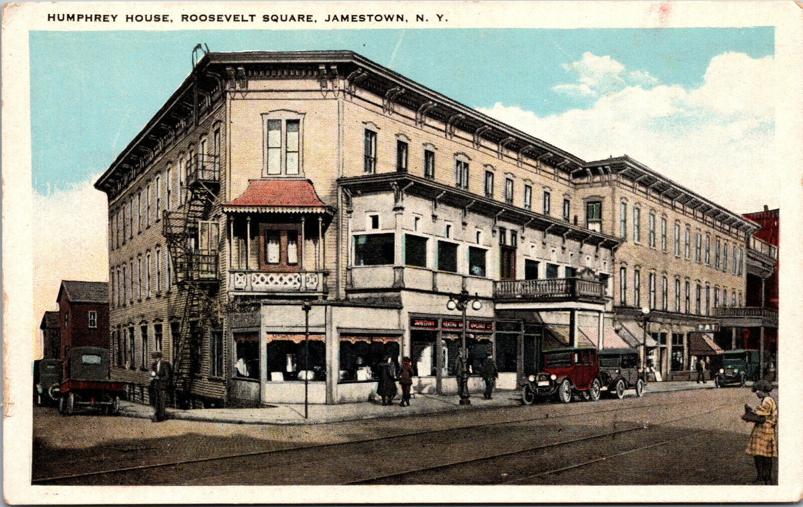 Vtg 1920s Humphrey House Roosevelt Square Jamestown New York NY Postcard
