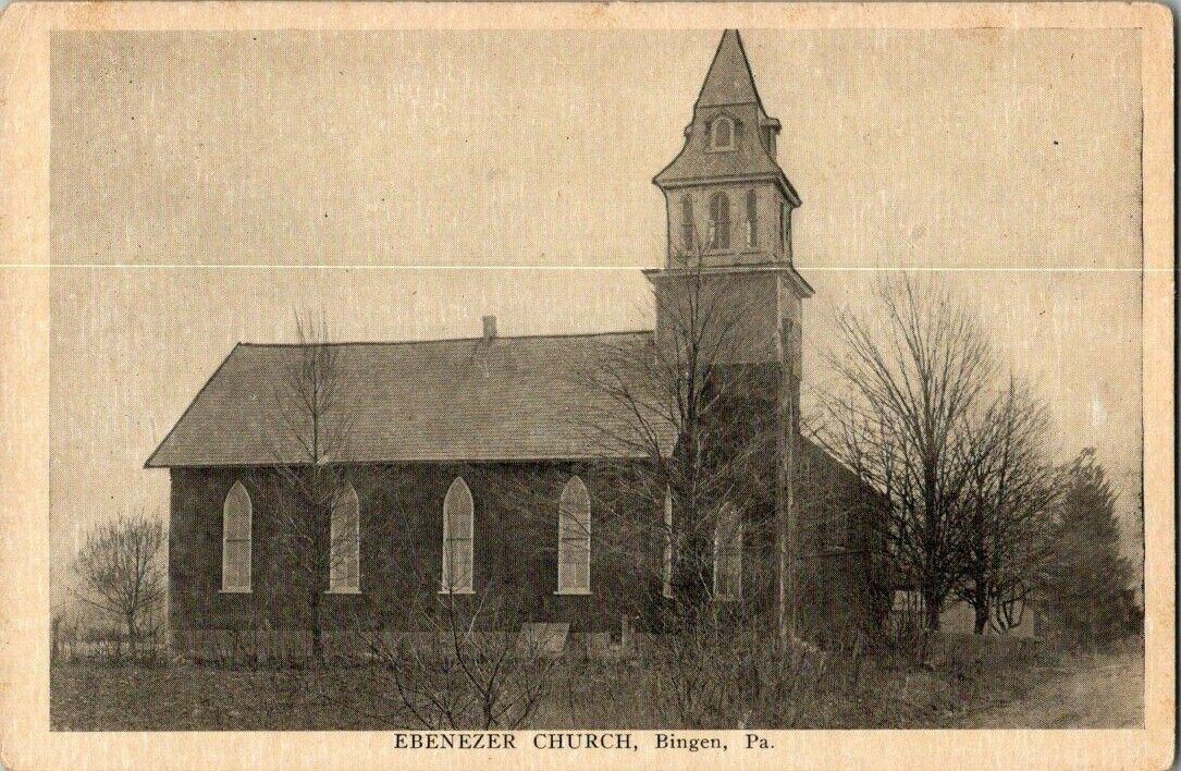 1918. EBENEZER CHURCH. BINGEN, PA. POSTCARD SS24