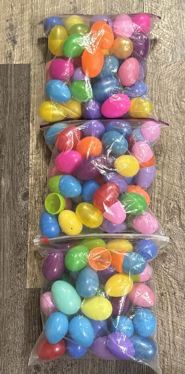 3- Gallon Storage Bags Of Vintage Plastic Easter Eggs. Many Different Colors.