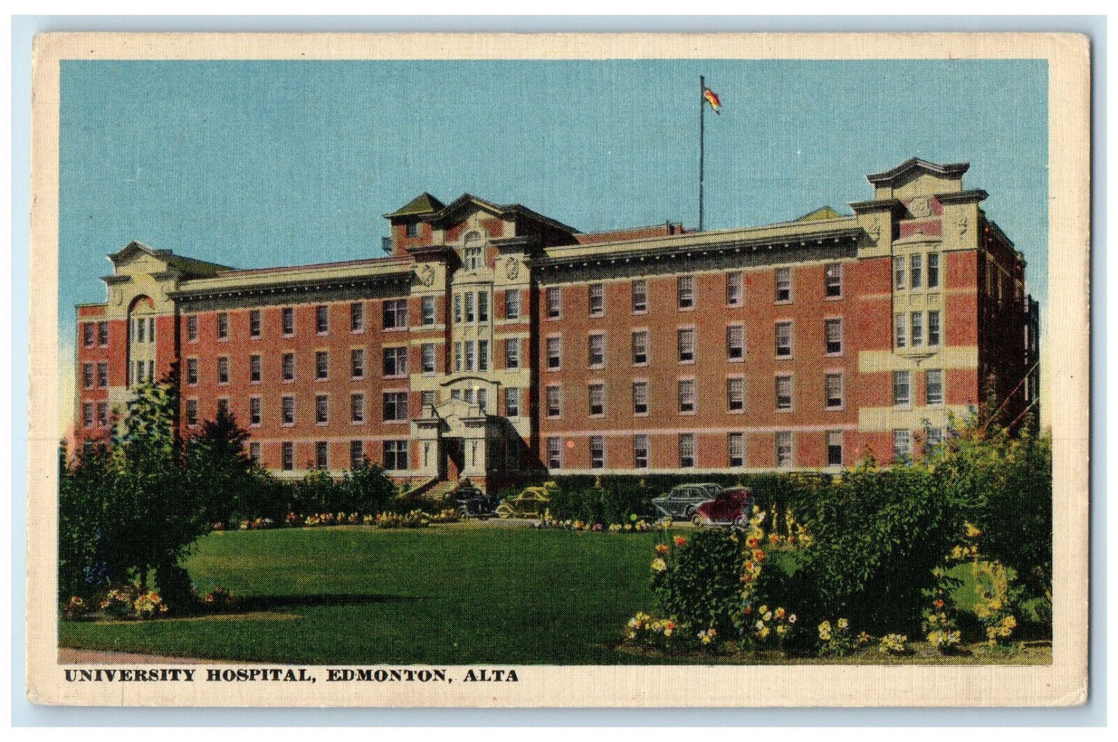 c1940's University Hospital Edmonton Alberta Canada Vintage Unposted Postcard