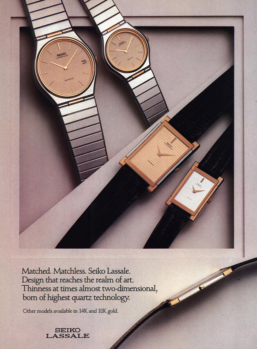 1983 Seiko Lassale Watch: Matched Matchless Vintage Print Ad