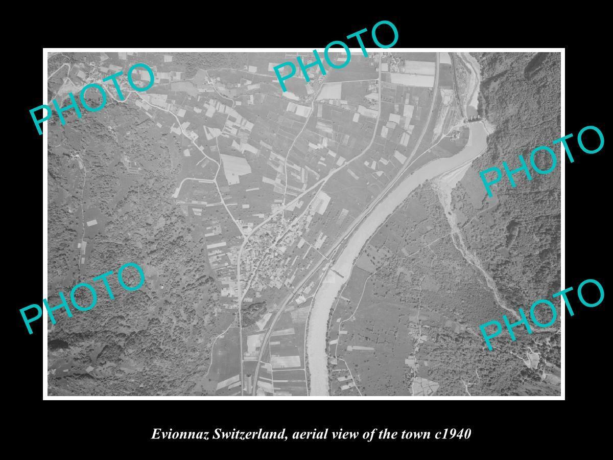 OLD 6 X 4 HISTORIC PHOTO OF EVIONNAZ SWITZERLAND, AERIAL VIEW OF TOWN c1940