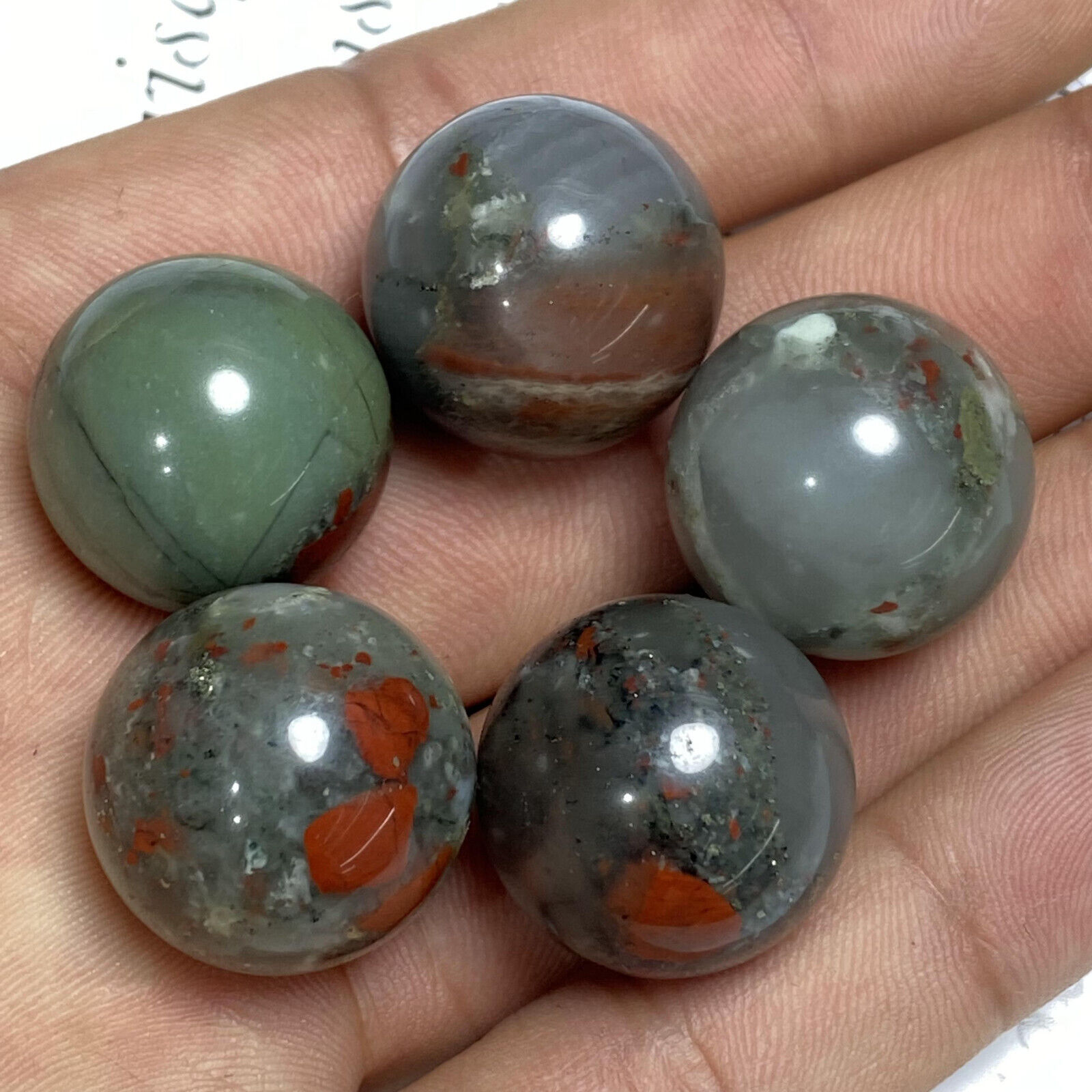 5pc Wholesale Natural Blood stone Ball Quartz Crystal Sphere Reiki Healing 20mm