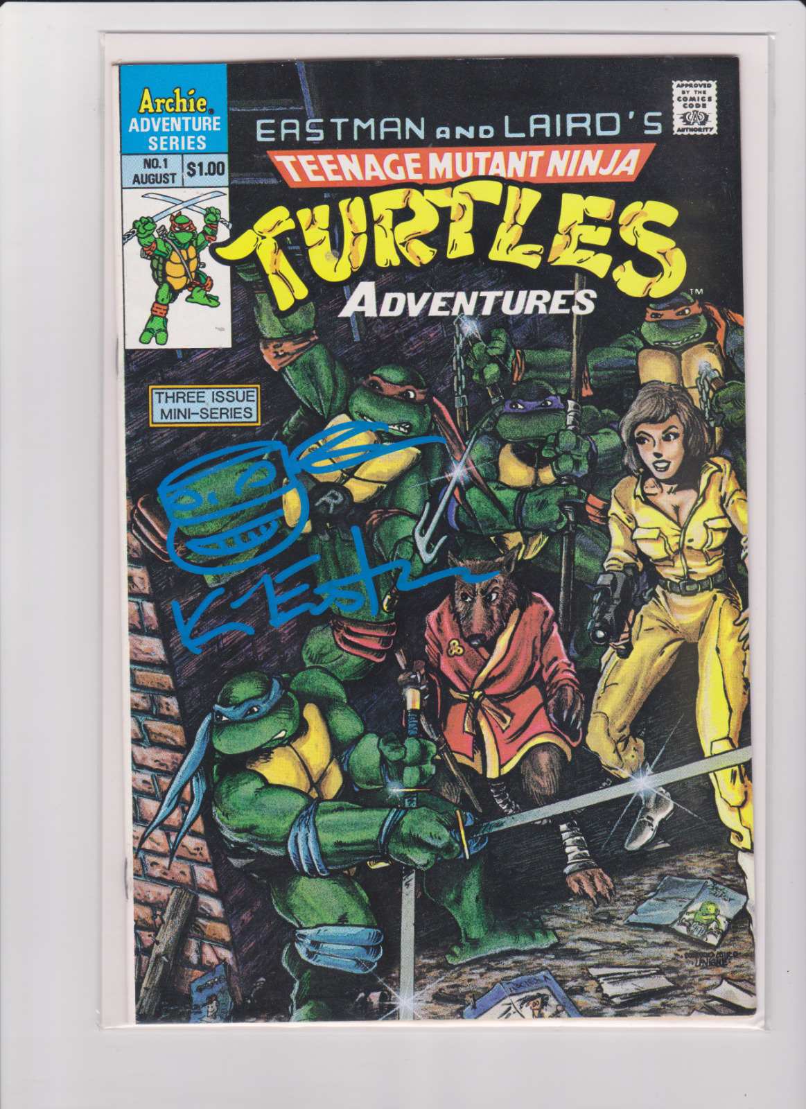 Teenage Mutant Ninja Turtles Adventures #1 Signed,Doodle  Kevin Eastman NM
