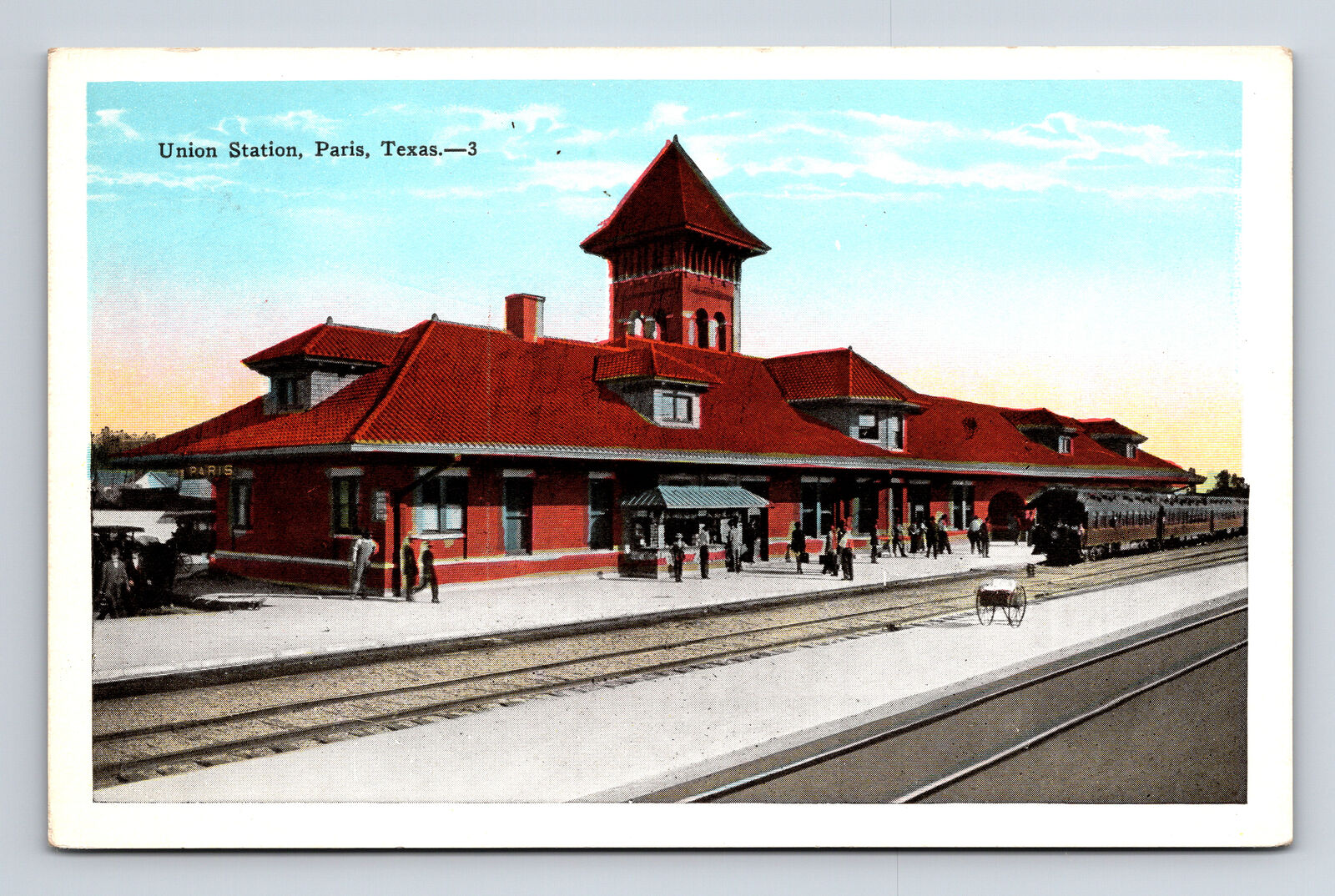 Union Station Traid Depot Paris TX Texas Postcard