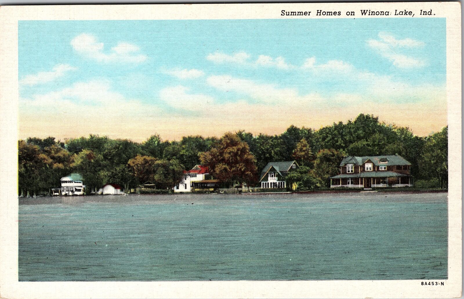 Winona Lake IN-Indiana, Summer Homes On The Lake Vintage Souvenir Postcard
