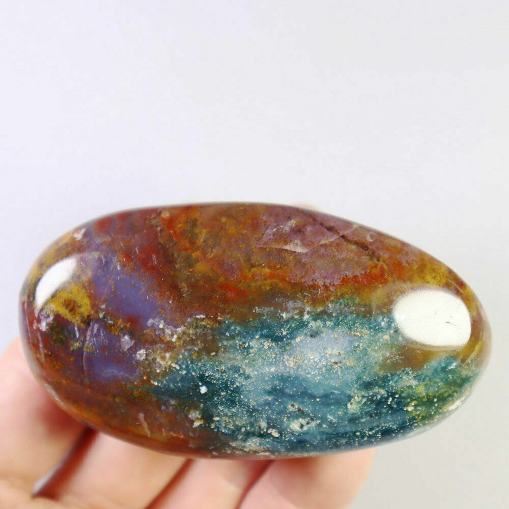 168g Beautiful！Natural Orbicular Ocean Jasper Agate Crystal Reiki Stone Healing