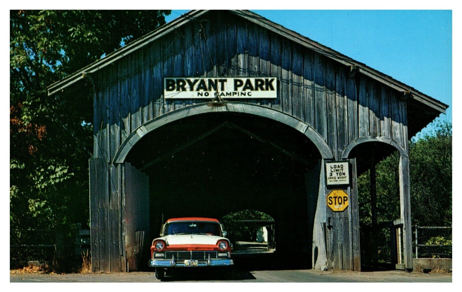 Albany OR Oregon Bryant Park Covered Bridge Entrance Chrome Postcard