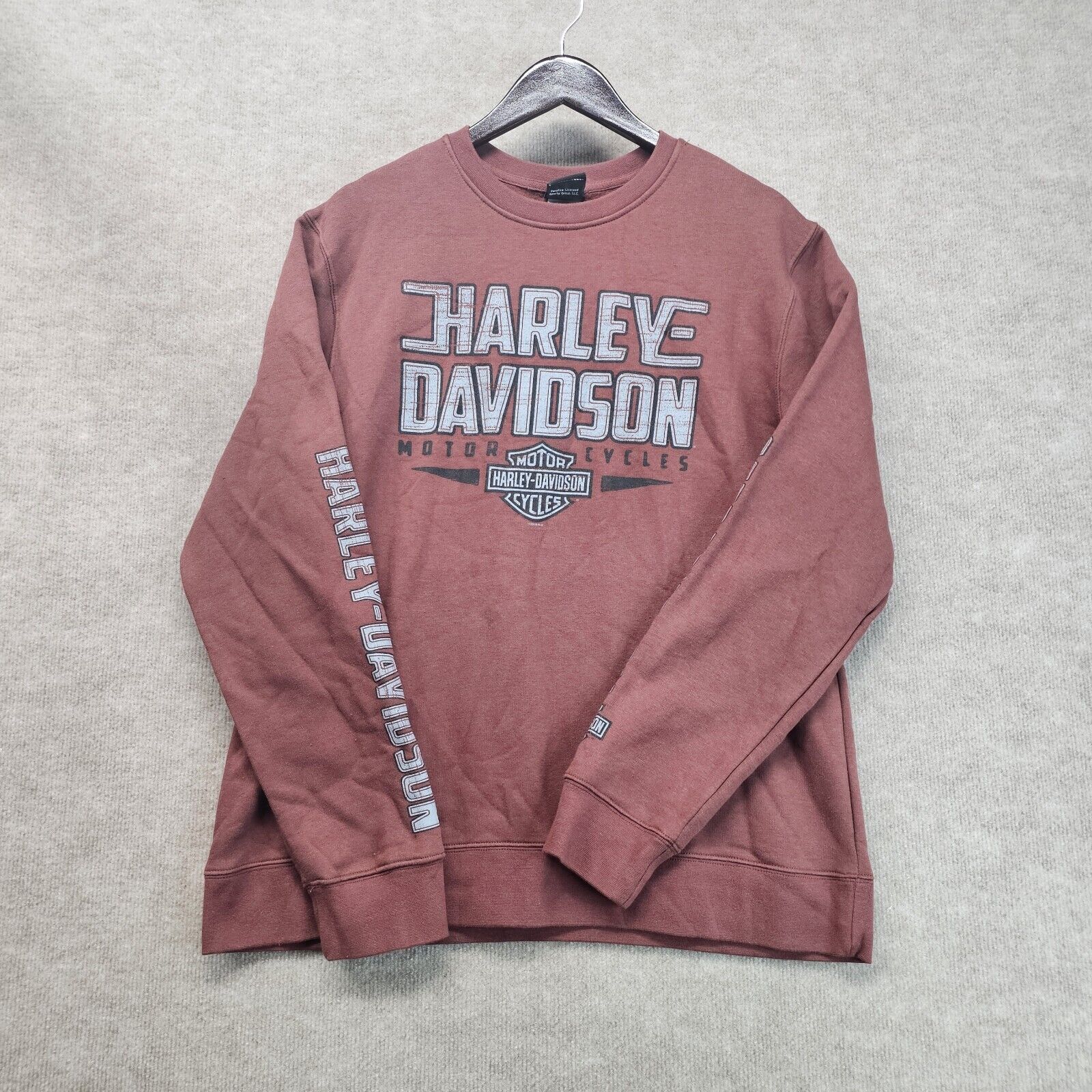 Harley-Davidson Sweatshirt Size XLarge Distressed Orange Crewneck Motorcycle