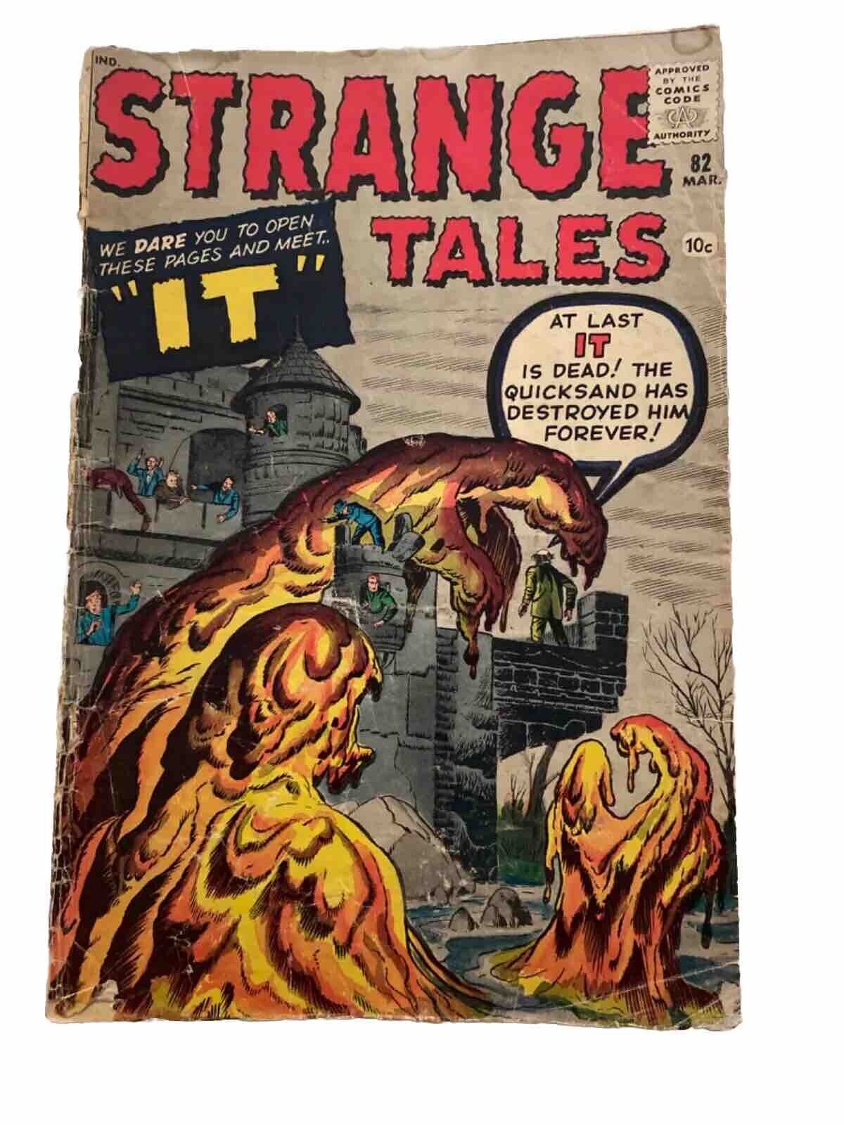 Vintage Strange Tales comic Marvel pre hero #82 1960 featuring the monster IT +