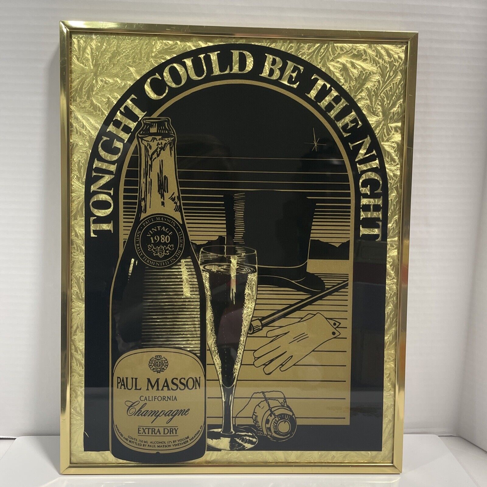 1980 Paul Masson California Champagne Tonight Could Be The Night Gold Foil Sign