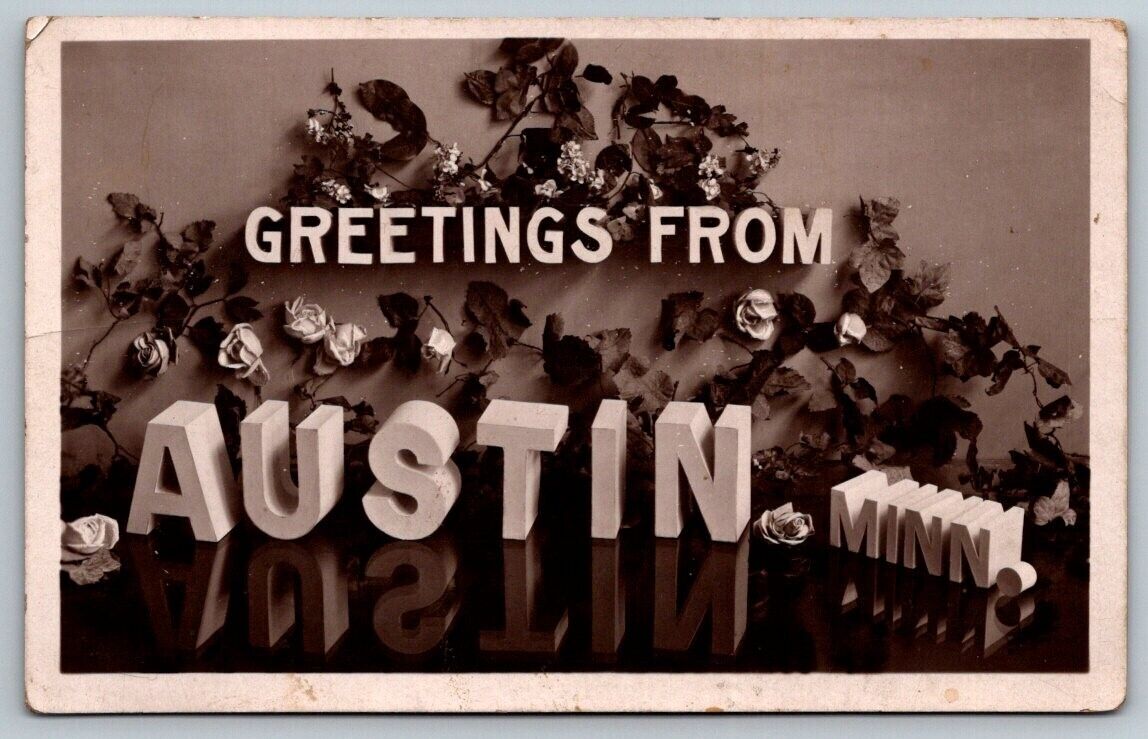 RPPC  Greetings From Austin  Minnesota   Real Photo Postcard  1927