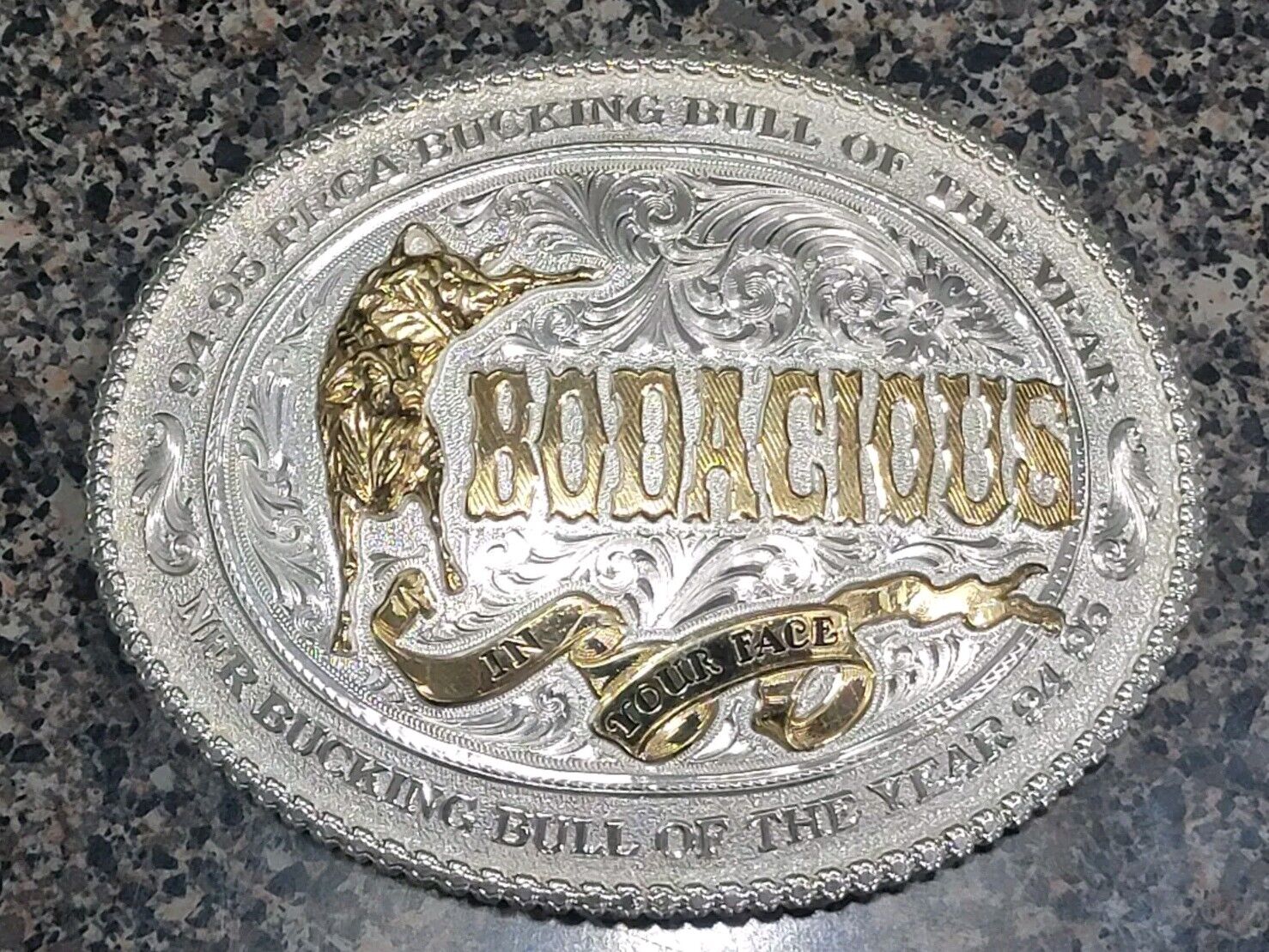 Montana Silversmiths Belt Buckle 94-95 PRCA Bodacious-Bucking Bull Of The Year