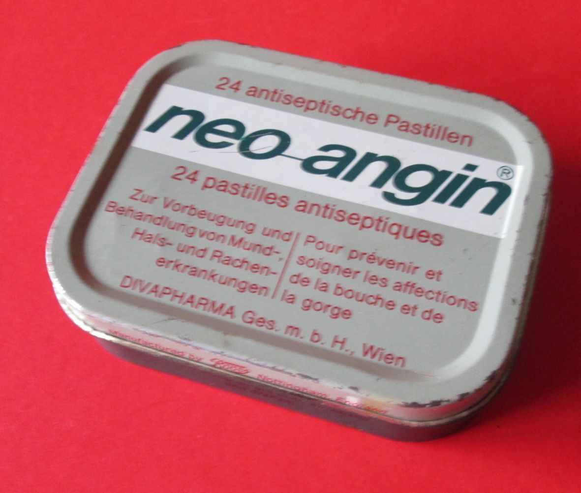Vintage  Neo Angin Tin Holding Box Austria  3\