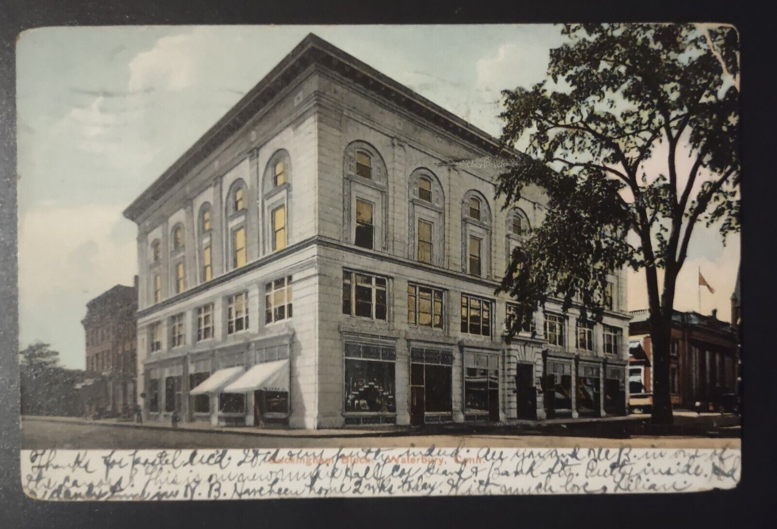 Postcard Buckingham Block Building Waterbury Connecticut 1907