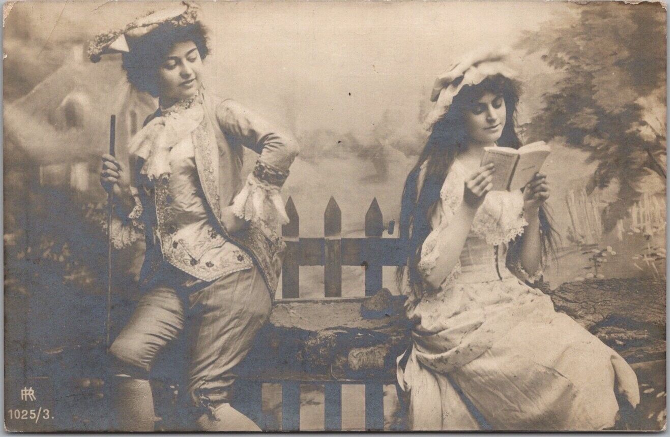 c1910s European Greetings RPPC Real Photo Postcard Woman in Men\'s Clothing