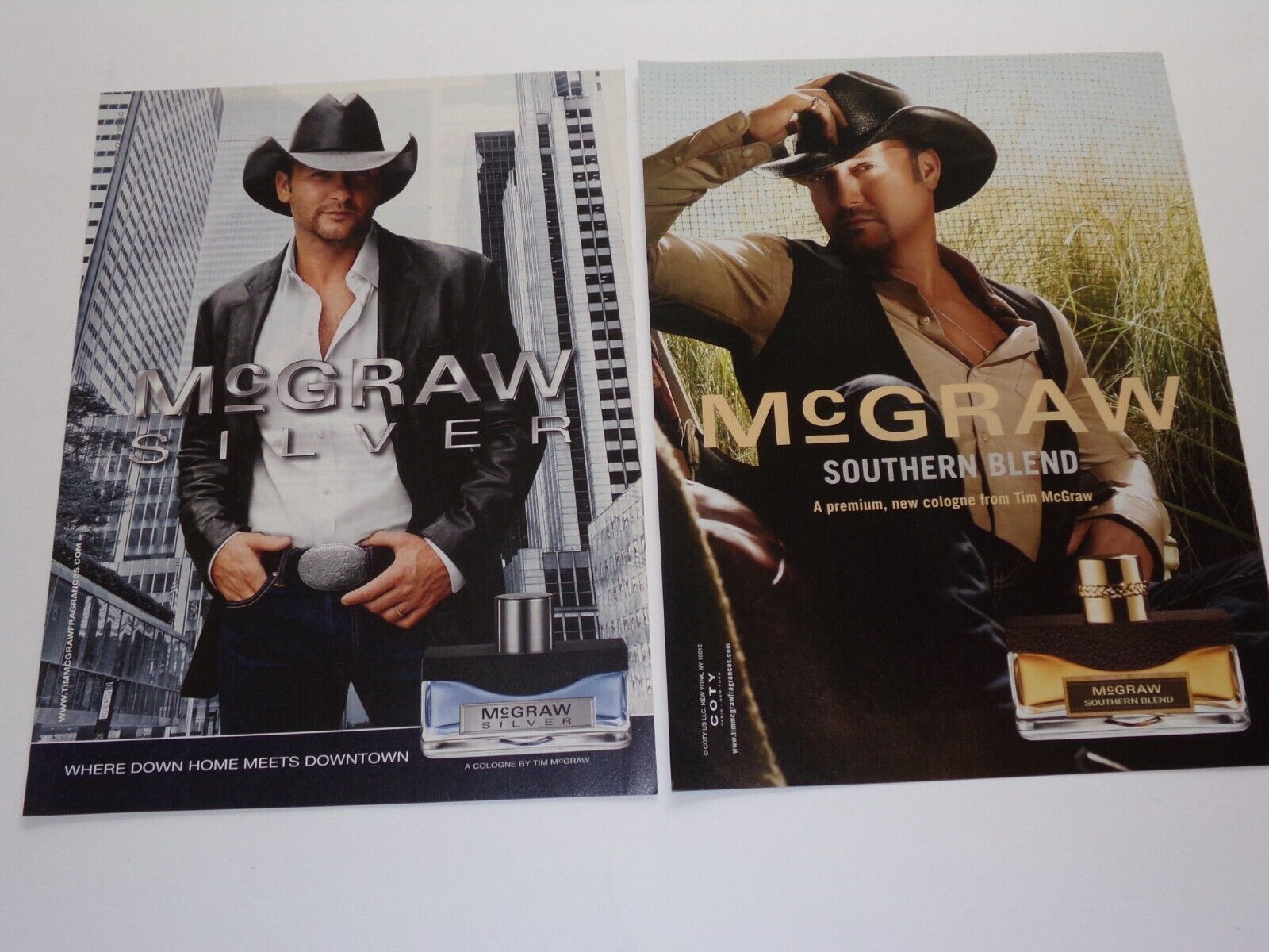 2 McGraw Southern Blend & Silver Cologne Ads Singer Tim McGraw