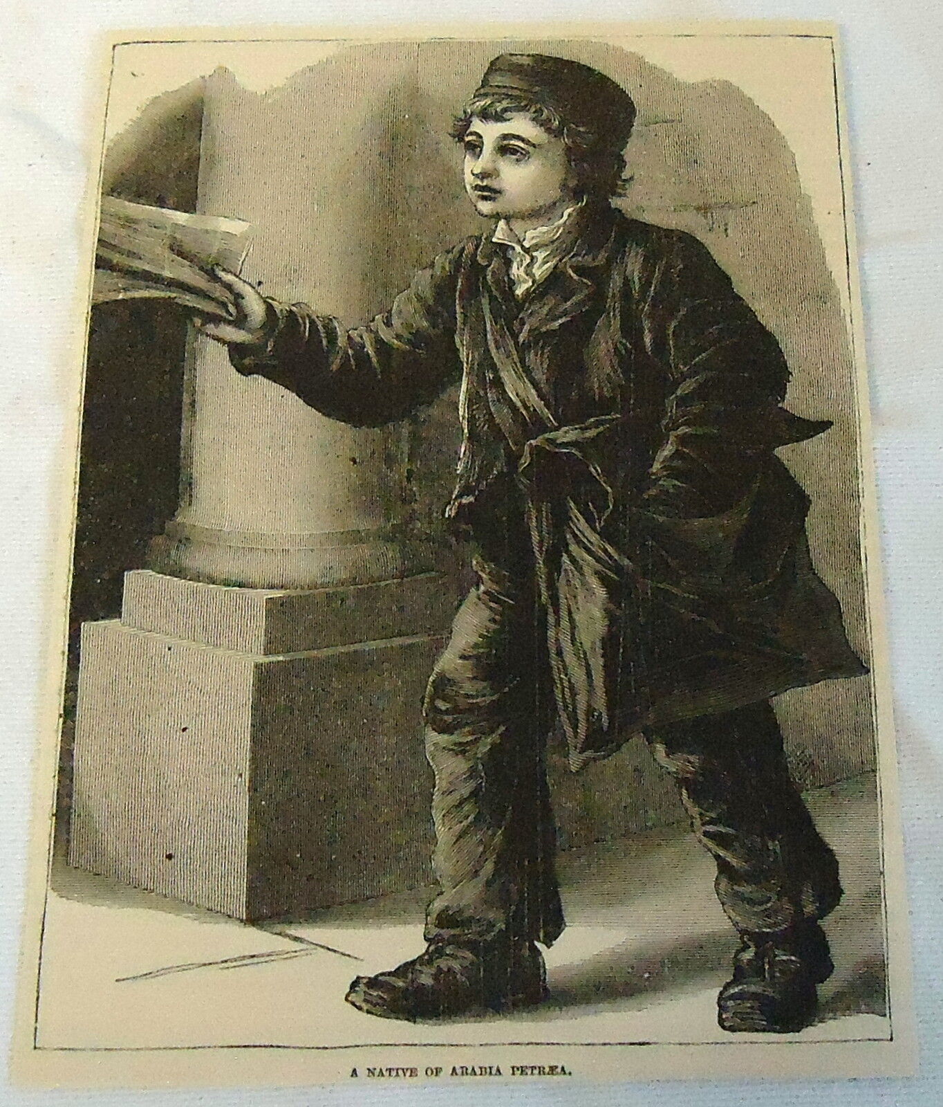 1883 magazine engraving ~ NATIVE BOY OF ARABIA PETRAEA