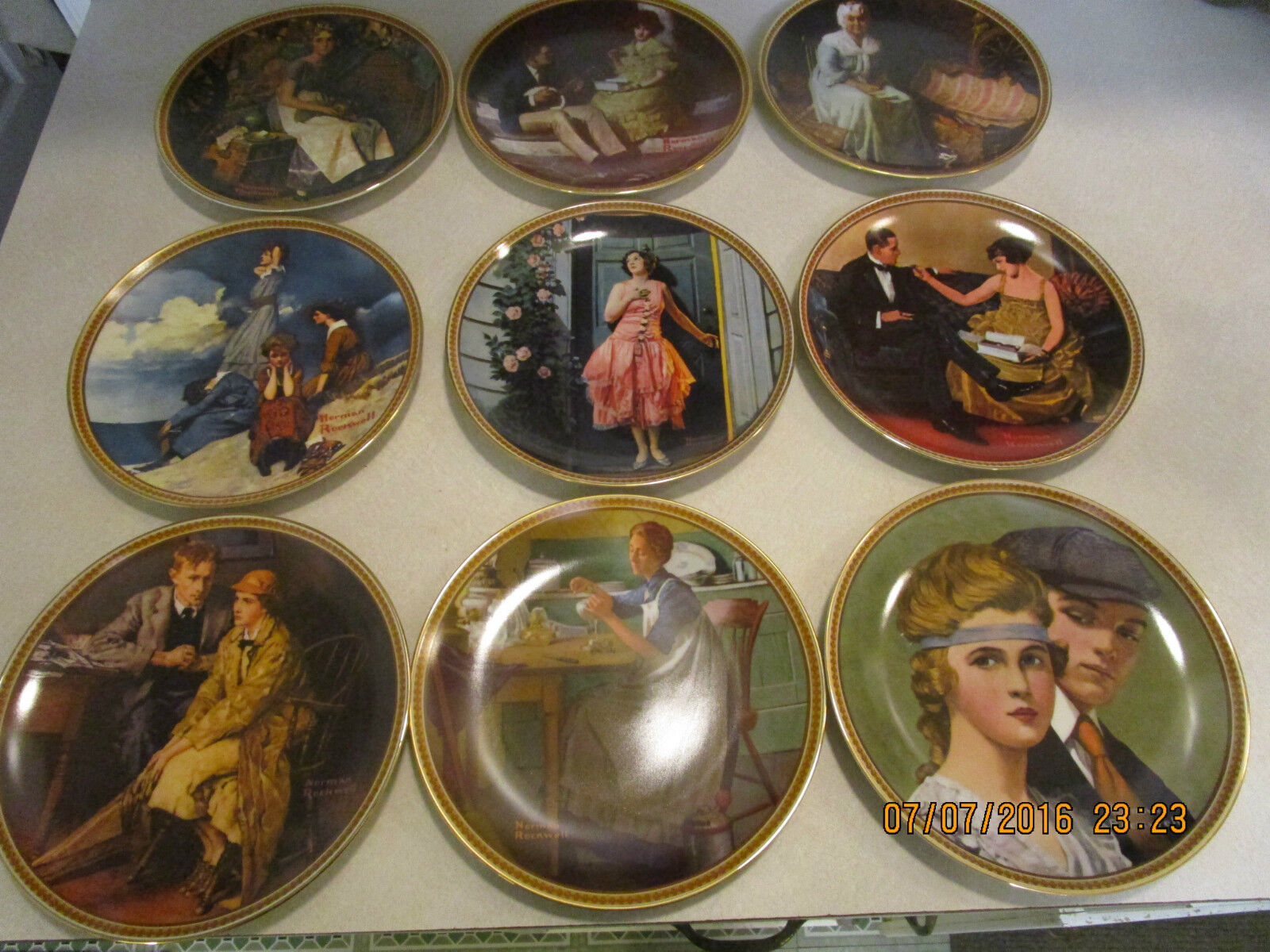 9 vint. Knowles Norman Rockwell Plates REDISCOVERED WOMEN COLLECTION Limited Ed.