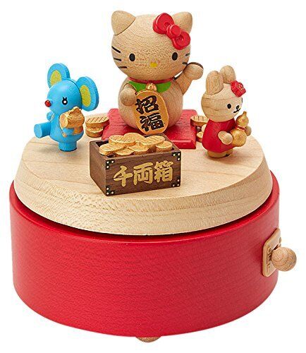 Sanrio Wooden Music Box Hello Kitty Lucky Charm H 9151 Red Brown 577871