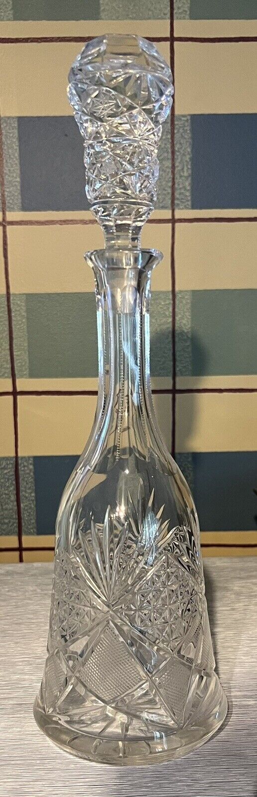 Vintage Heavy Cut Crystal Glass Decanter with Stopper