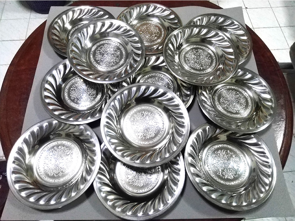 Set for 12 pieces Aluminum Dinnerware Dish Plate Round  silverware Kitchen