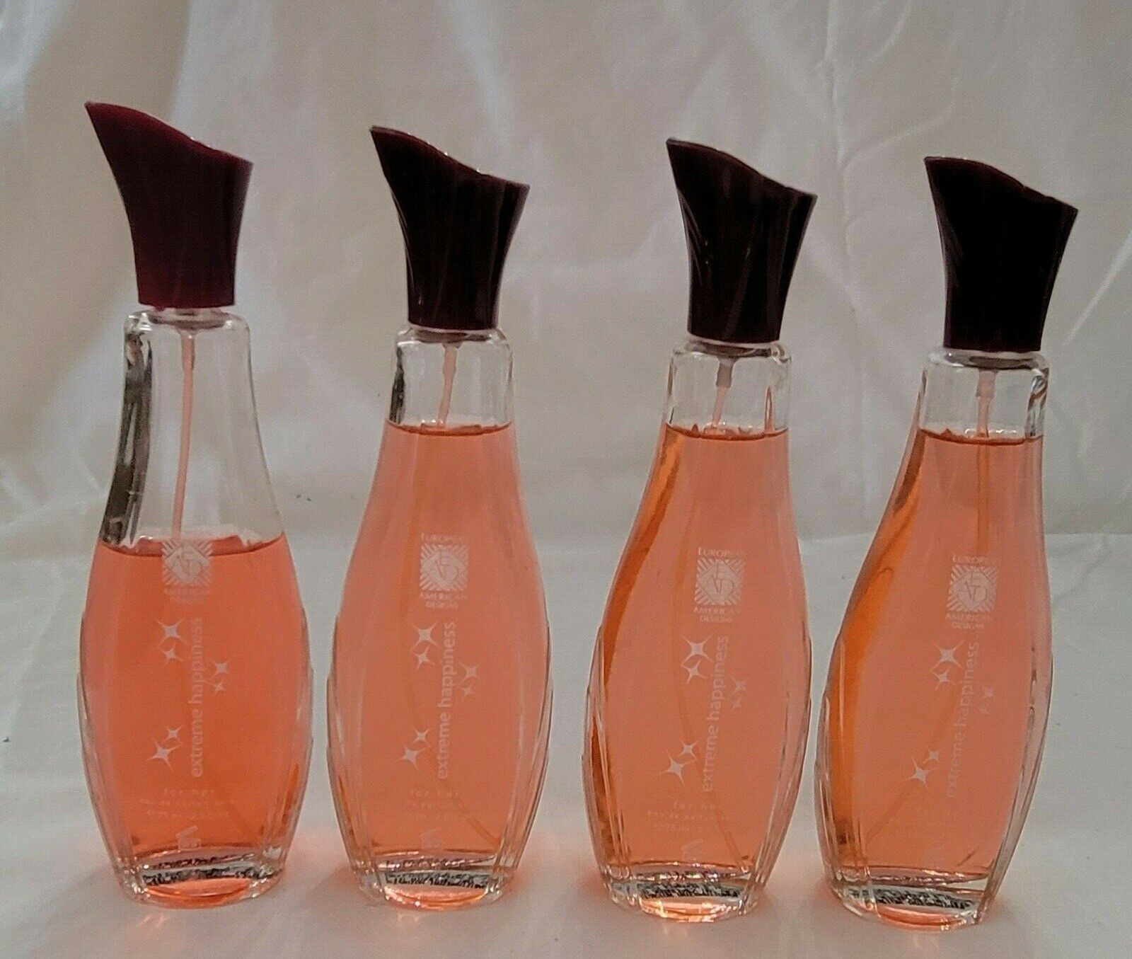 European American Designs Extreme Happiness Perfume Spray 4 Bottles Vtg EAD