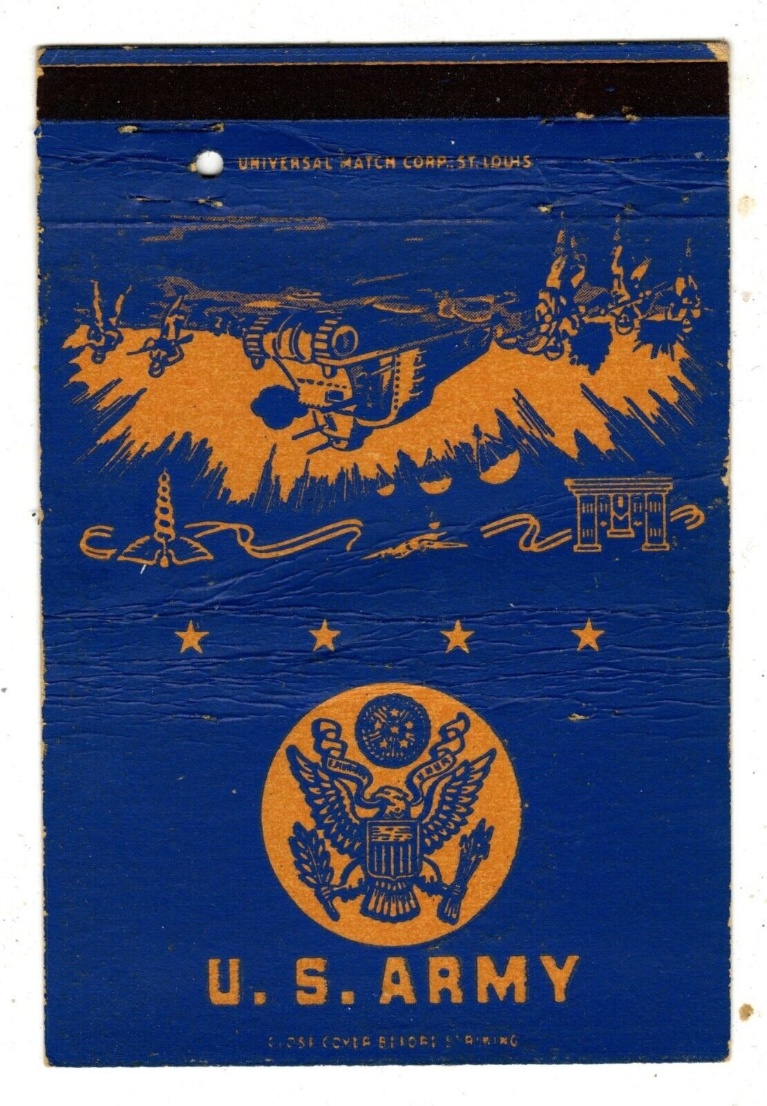 UNITED STATES ARMY matchbook matchcover - MILITARY - WORLD WAR II