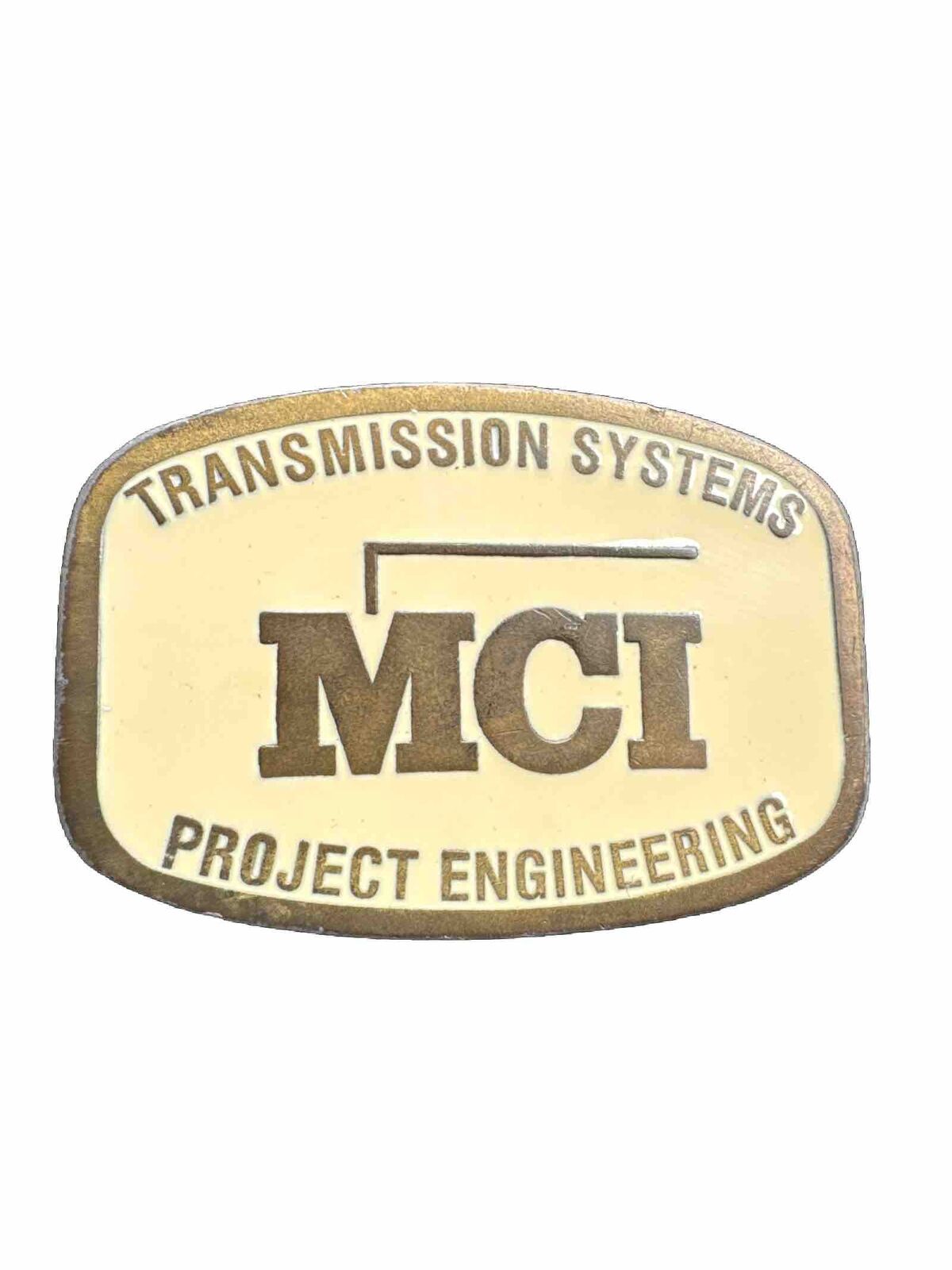 MCI Communications Solid Brass Belt Buckle; Vintage 1990s Telecom Engineering