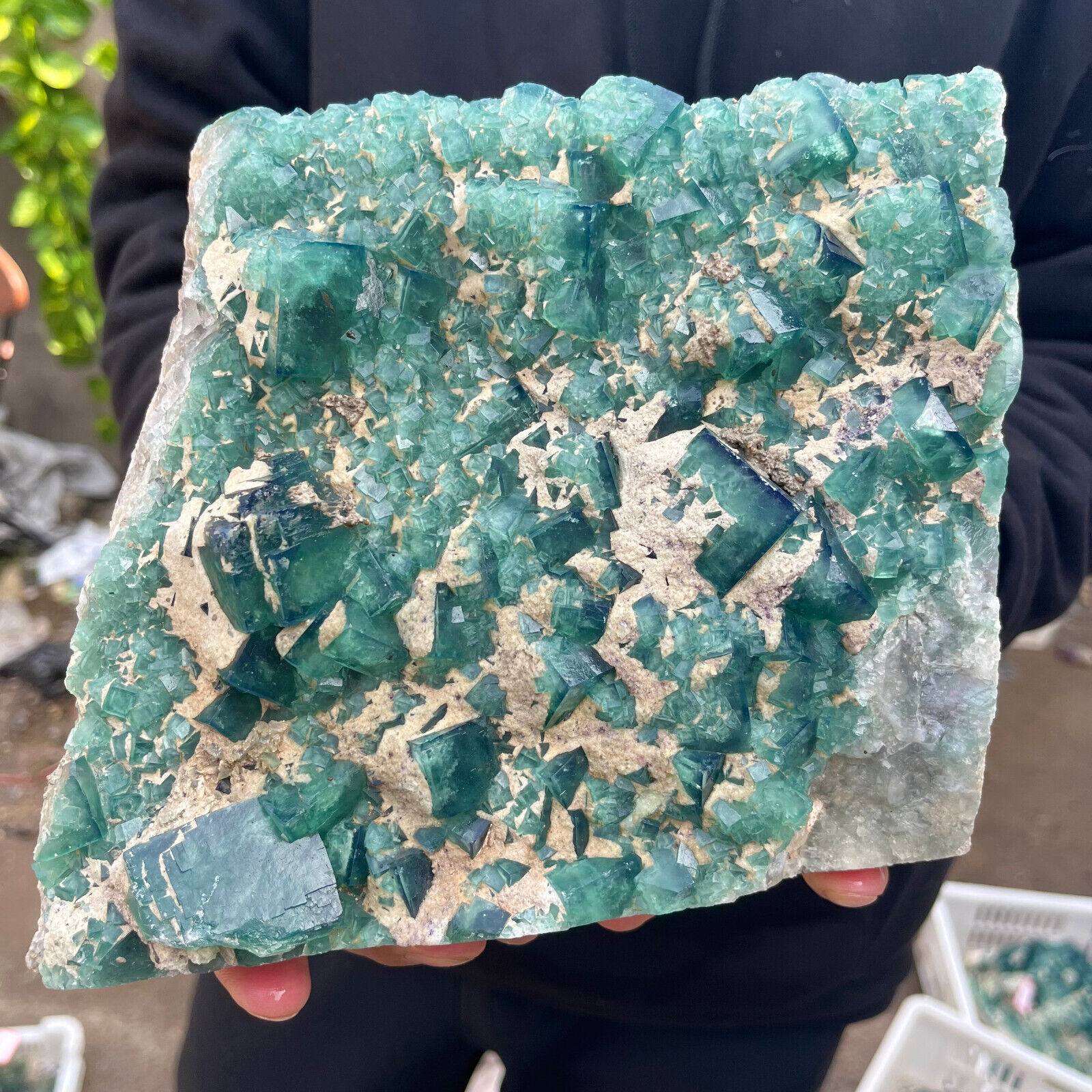 7.4lb NATURAL Green Cube FLUORITE Quartz Crystal Cluster Mineral Specimen